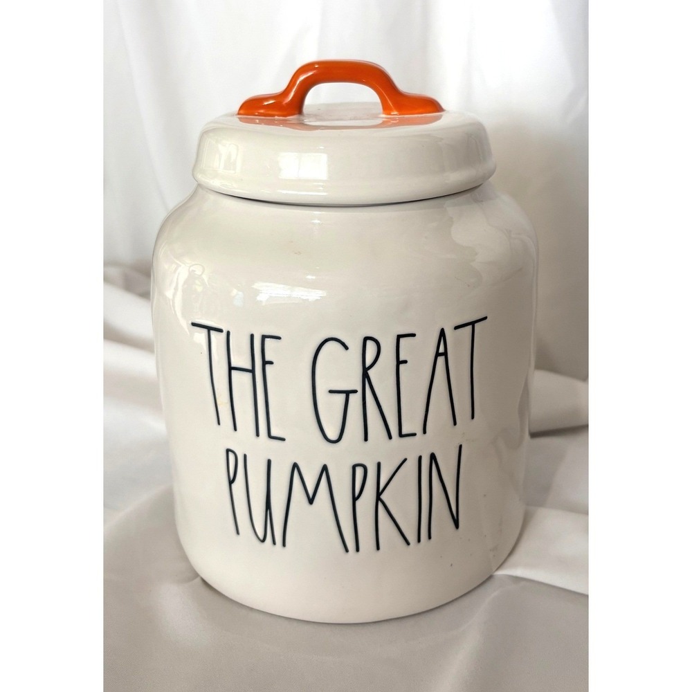 Rae Dunn Peanuts The Great Pumpkin Canister Large White Snoopy Halloween Jar